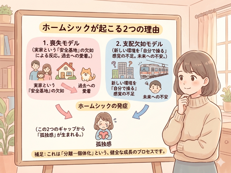 ホームシックのメカニズムを示す図